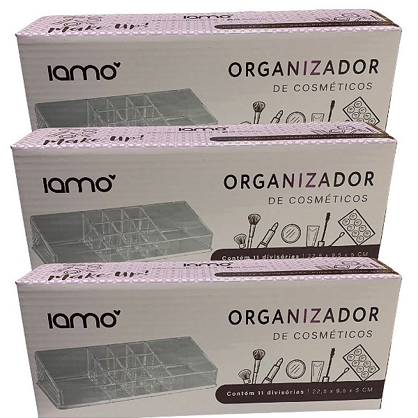 Organizador de Cosméticos Médio Iamo YS43082 - Kit c/ 03 unid
