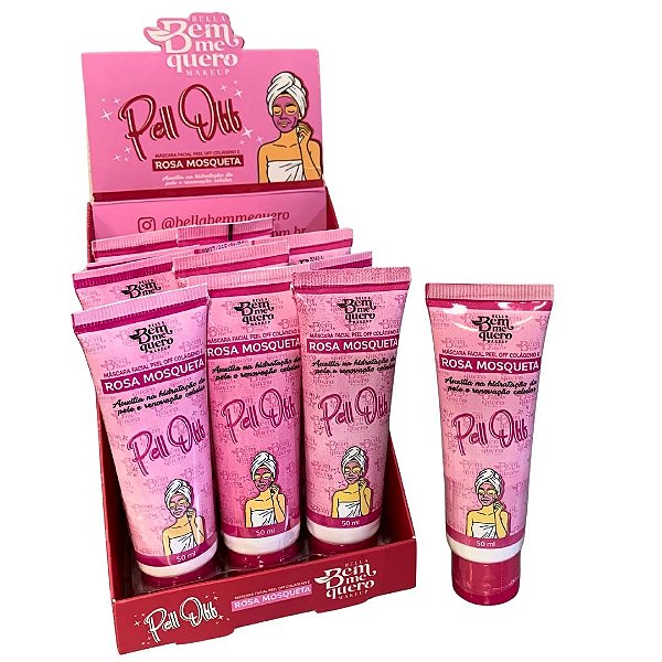Máscara Facial Colágeno e Rosa Mosqueta Peel Off Bem Me Quero - Box c/ 12 unid