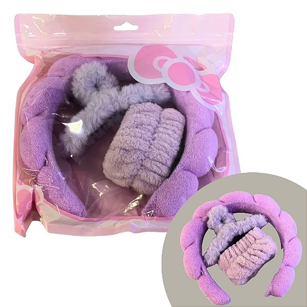 Kit Faixa, Acessório de Cabelo + Presilha Pelúcia para Skin Care MM5545