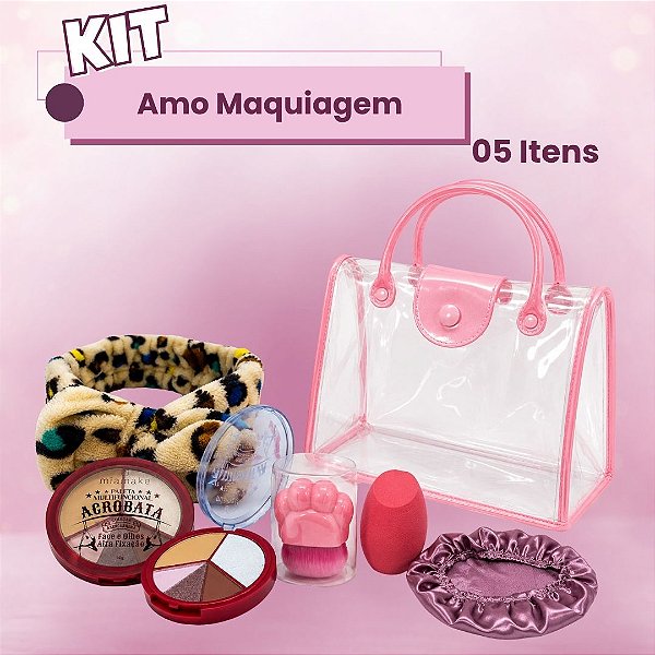 Kit Amo Maquiagem - 05 Itens com Paleta de Sombra