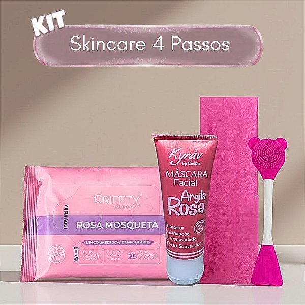 Kit Skincare 04 Passos com Argila Rosa