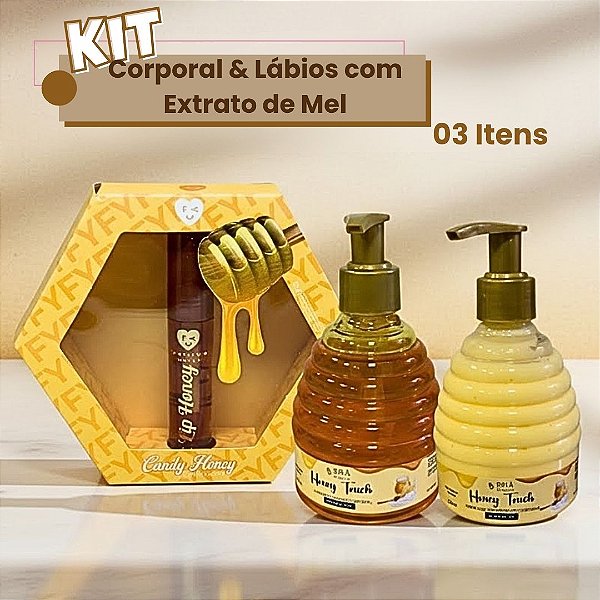 Kit Corporal & Lábios 03 Itens com Extrato de Mel