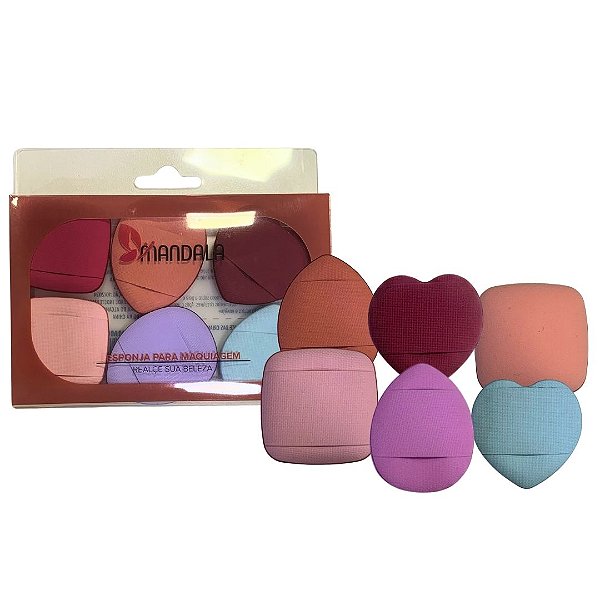 Kit com 06 Mini Esponjas Para Pó Mandala MM058