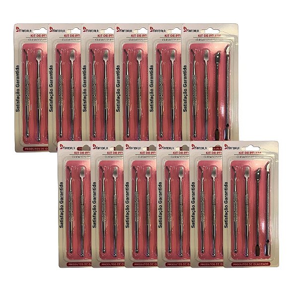Kit de Espátulas para Cutícula Mandala MM4011 - Pcte c/ 12 unid