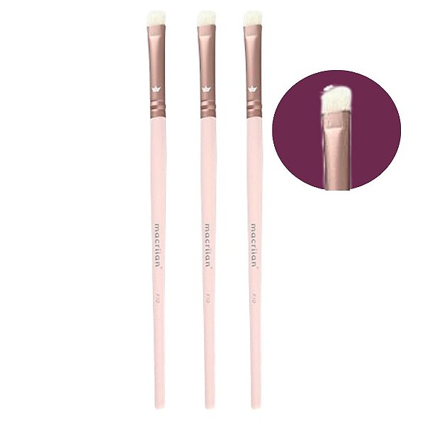 Pincel Profissional para Sombra Linha BFF Macrilan F10 - Kit c/ 03 unid