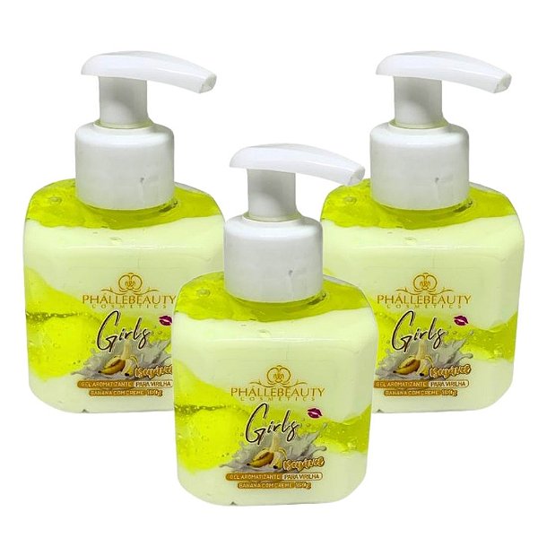Gel Aromatizante Girls Beijável Banana Phállebeauty PH0883 - Kit c/ 03 unid