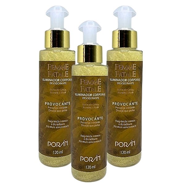 Poran - Iluminador Corporal Provocante Femme Fatale Porán PR372 - Kit c/ 03 unid