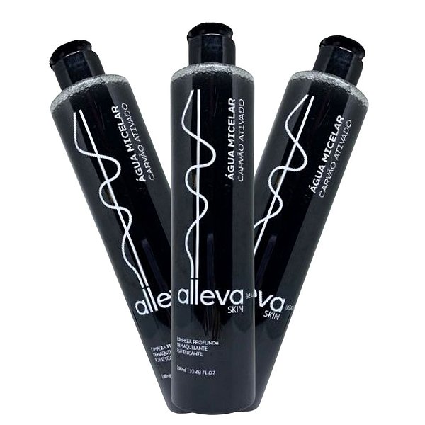 Água Micelar Carvão Ativado Alleva AL0002 - Kit c/ 03 unid