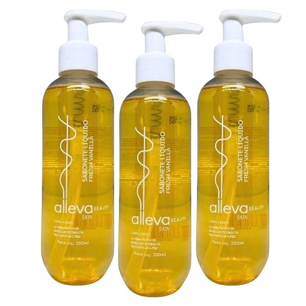 Sabonete Líquido Corpo e Rosto Fresh Vanilla Alleva AL7201 - Kit c/ 03 unid