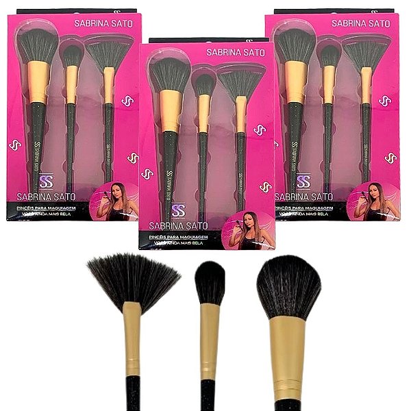 Kit com 03 Pincel para maquiagem Sabrina Sato SP108 - Kit c/ 03 unid