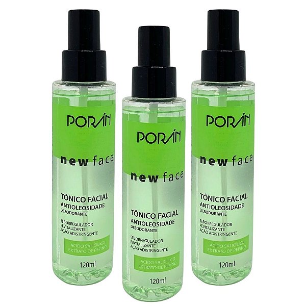 Poran - Tônico Facial New Face Anti Oleosidade Porán PR282 - Kit c/ 03 unid