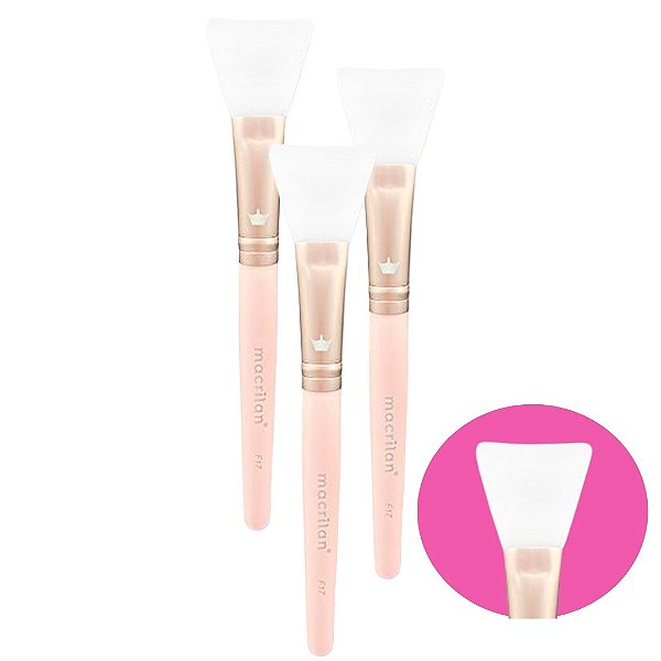 Pincel Profissional para Face de Silicone Linha BFF Macrilan F17 - Kit c/ 03 unid