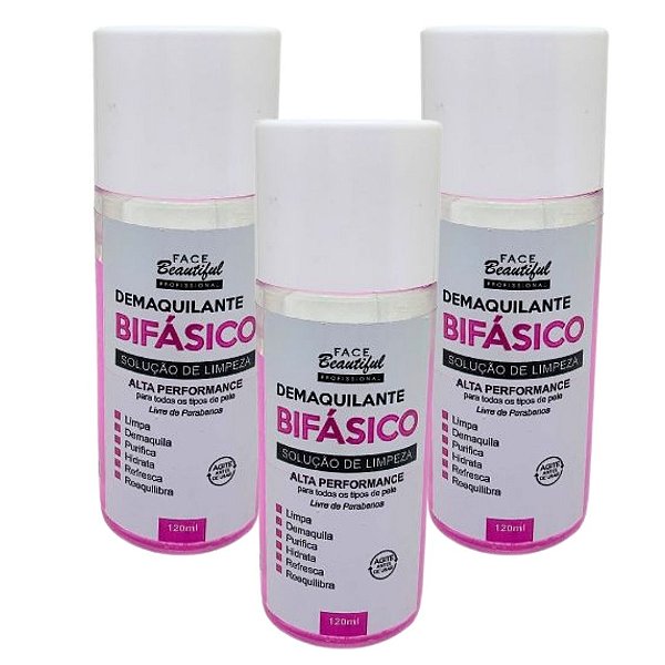 Demaquilante Bifásico Face Beautiful - Kit c/ 03 unid