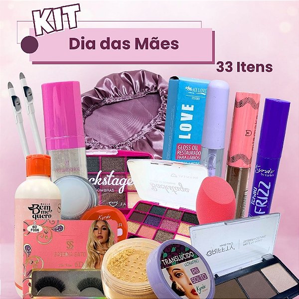Kit Revenda Maquiagem Dia das Mães - 33 Itens