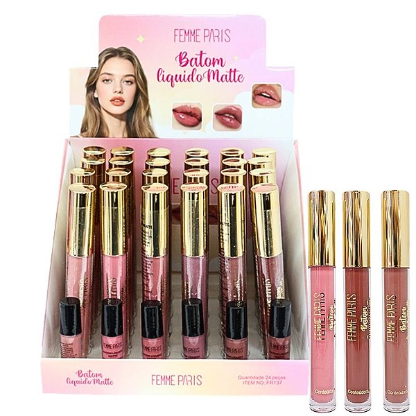 Batom Líquido Matte Femme Paris FR137 - Box c/ 24 unid