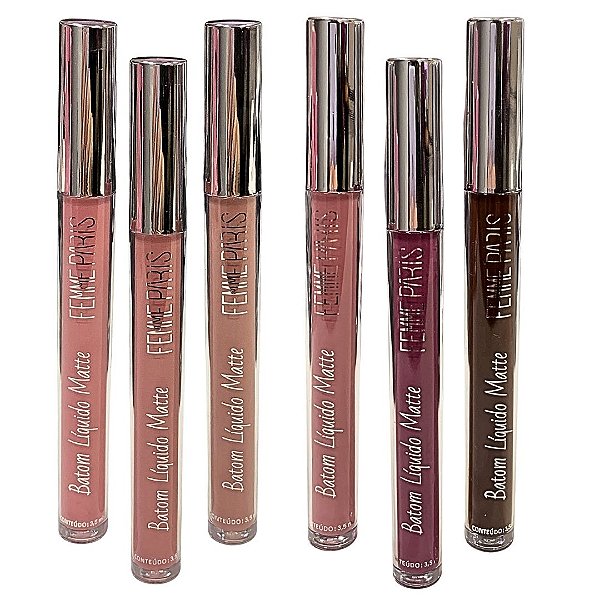 Batom Líquido Matte Femme Paris FR178 - Kit c/ 06 unid