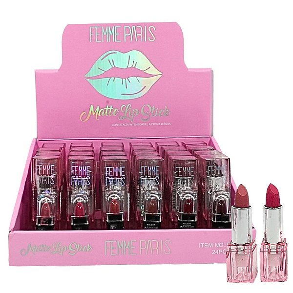 Batom Bastão Matte Lip Stick Femme Paris FR636 - Box c/ 24 unid