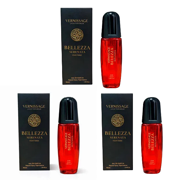 PERFUME BELEZZA SERENATA POUR FEMME 30ML VERNISSAGE - KIT C/ 03 UNID