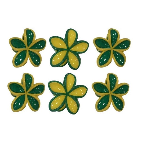 Presilha Para Cabelo Grande Verde E Amarelo Copa - Kit C/ 6 Unid