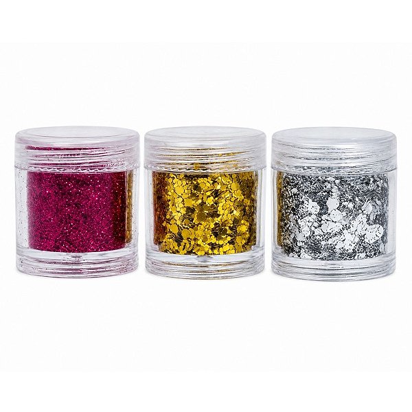 Kit com 03 Glitters para Decoração de Unha