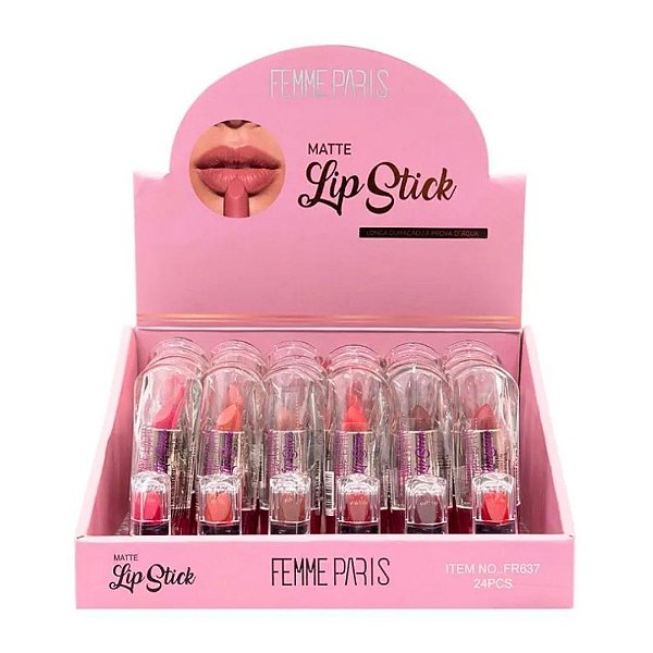 Batom Bastão Matte Lip Stick Femme Paris FR637 - Box c/ 24unid