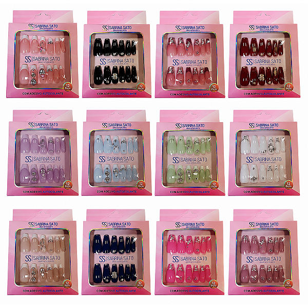 Unhas Postiça Decorada Autocolante Sabrina Sato SP1679 - Pcte c/12unid