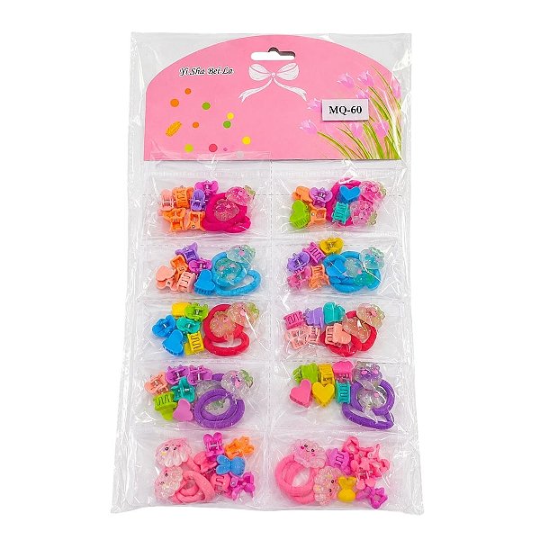 Kit Infantil de Presilhas com Elastico e Mini Piranha MQ60 Pcte c/ 10unid