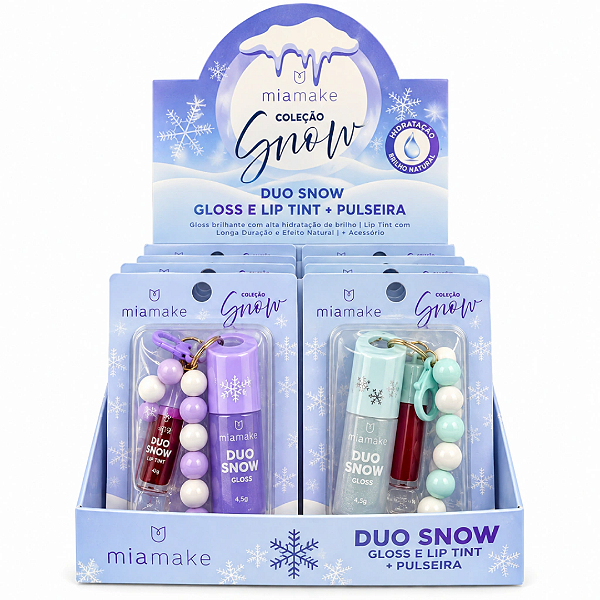 Duo Snow Gloss e Lip Tint + Pulseira Mia Make 634 - Box c/ 18unid