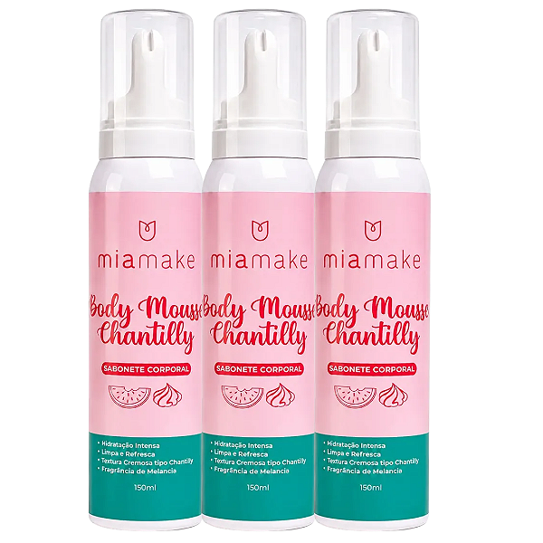 Sabonete De Banho Body Mousse Chantilly Mia Make 583 - Kit c/03unid