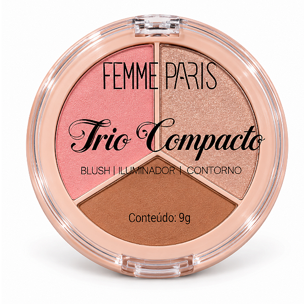 Paleta de Blush Contorno e Iluminador 3 em 1 Femme Paris FR198