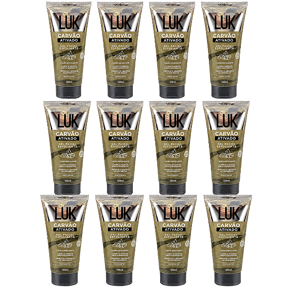 Gel Facial Esfoliante Carvão Ativado Luk - Kit c/ 12unid