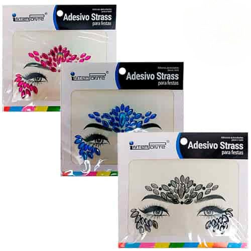 Adesivo de Pedras Cristais para Rosto Autocolantes HD69006 - Kit c/ 03 unid