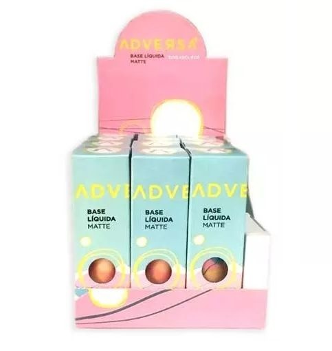 Base Líquida Matte Vegana Adversa Tons Escuros / Retintos AD102 - Box c/ 12 unid