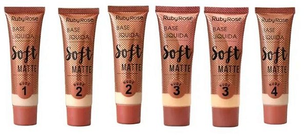 Base Liquida Soft Matte Ruby Rose HB-8050 Group 01 Nude - Kit c/ 06 unid