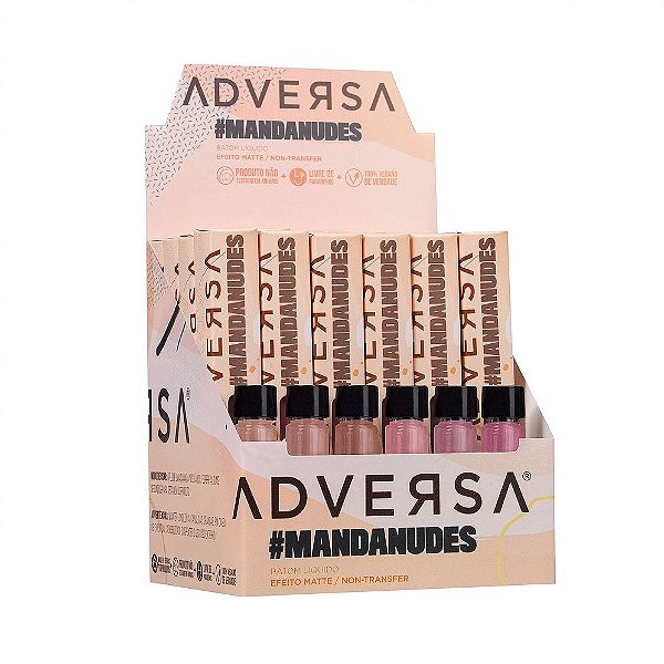 Batom Líquido Matte Adversa Coleção Manda Nudes AD301 - Box c/ 24 unid