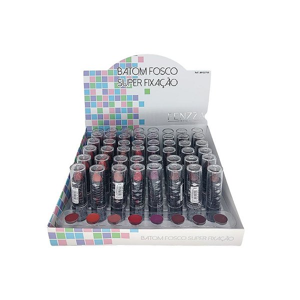 Batom Matte Super Duração Fenzza BFG2750 - Box c/ 48 unid + provador