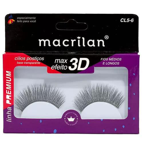 Cílios Postiços Macrilan Max Efeito 3D Fios Médios e Longos CL5-6 Linha Premium