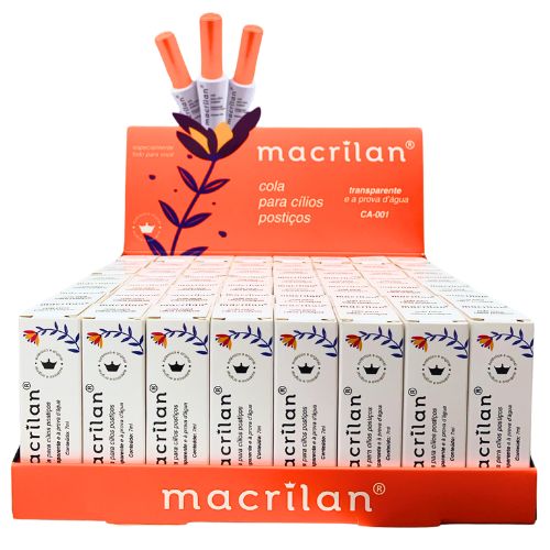 Cola para Cílios Transparente a Prova D'água Macrilan CA-001 - Box c/ 56 unid