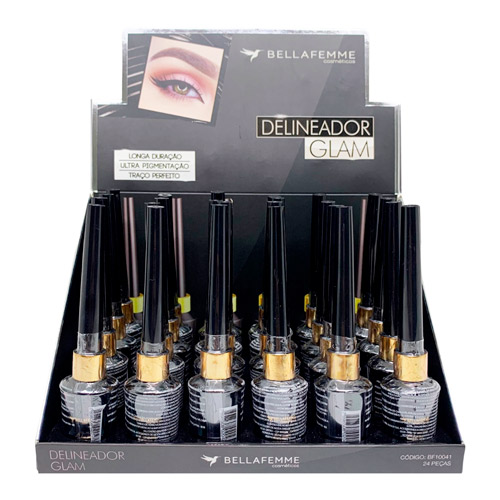 Delineador Líquido Glam Black Bella Femme BF10041 - Box c/ 24 unid