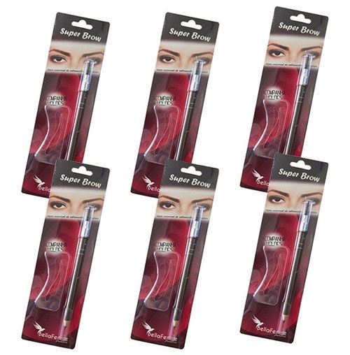 Kit Lápis para Sobrancelha + 3 Moldes Super Brow Bella Femme BF10049 - Kit c/ 06 unid