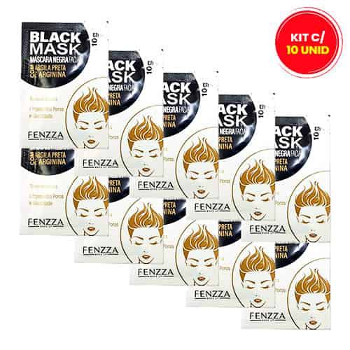 Máscara Facial Preta Removedora de Cravos Black Mask Fenzza FZ38003 - Kit c/ 10 unid