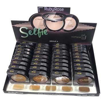 Pó Compacto Facial Selfie Ruby Rose Group 4 HB-7228-4 – Box c/ 36 unid
