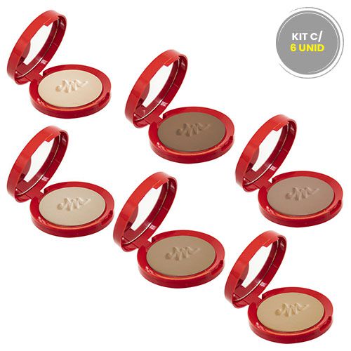 Pó Compacto Matte Ultrafino com Espelho Tons Claros 100 ao 111 Max Love - Kit c/ 06 unid