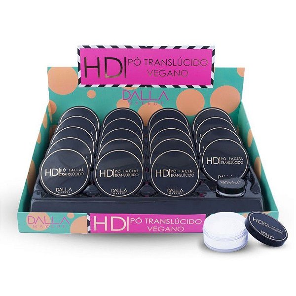Pó Facial Translúcido HD Vegano Dalla Makeup DL0706 - Box c/ 19 unid + provador