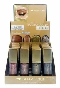 Sombra Líquida Glitter Metallic Bella Femme BF10071A – Box c/ 16 unid