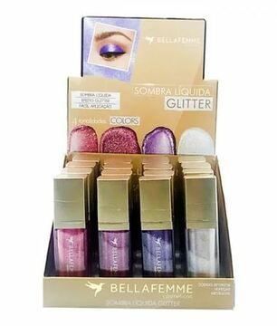 Sombra Líquida Glitter Metallic Bella Femme BF10071B – Box c/ 16 unid