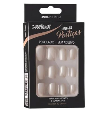 Unhas Postiças Macrilan Linha Premium Médio Perolado UP303A