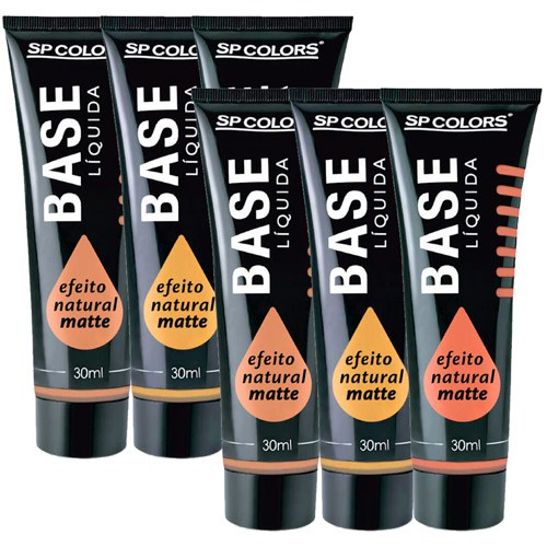 Base Líquida Matte SP Colors Cor B 05 ao 10 SP163 – Kit c/ 06 unid