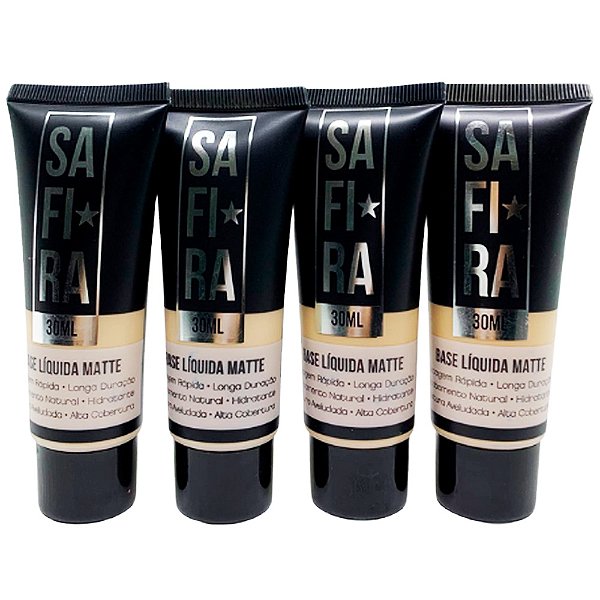 Base Líquida Matte Tons Claros Cor 01 e 02 Safira – Kit c/ 04 unid