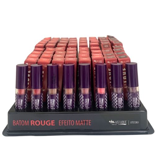 Batom Bastão Cremoso Rouge Box 01 Cor 350 ao 357 Max Love - Box c/ 64 unid